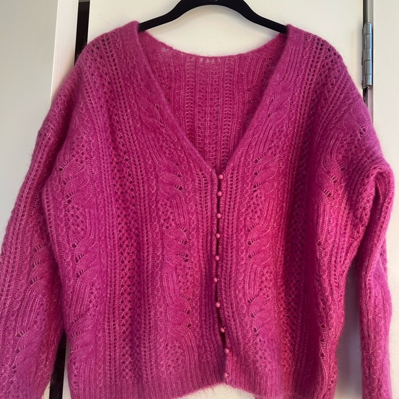 Sézane Susanna Kid Mohair/Wool Cardigan in Wisteria - NWOT - Picture 6 of 10